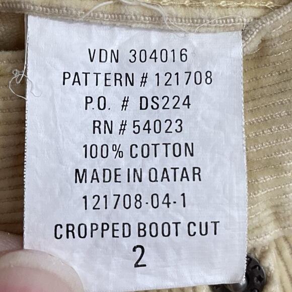 Vintage Gap Corduroy Cropped Bootcut Pants Size 2 Yellow Cotton Y2K 2000… - Picture 7 of 10